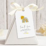 Etiquetas Para Regalos Sunshine Pastel Rainbow Birthday Gracias<br><div class="desc">Esta etiqueta favorita de la fiesta de cumpleaños presenta un arcoiris peculiar azul pastel y mostaza con sol halagador y un elegante tipo de letra de guión. Esta es la etiqueta ideal para tu celebración bohemia, verano o jardín. Esta etiqueta mide 3, 5 x 2 pulgadas/ 8, 9 x 5...</div>