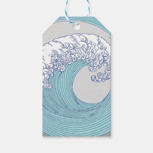 Etiquetas Para Regalos Surf asiático japonés ondea arte oceánico