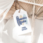 Etiquetas Para Regalos Surfboard gracias amigo Beach Birthday Favor Tags<br><div class="desc">¡Gracias tío! sube a la playa con etiquetas de cumpleaños en azul marino,  azul claro y naranja.</div>