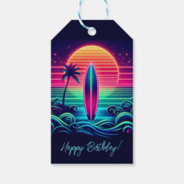 Etiquetas Para Regalos Surfing the Neon Sunset-