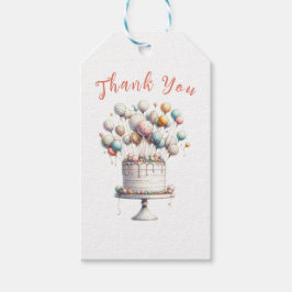 Etiquetas Para Regalos Surrealista, globos y pastel de cumpleaños gracias