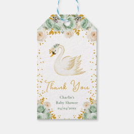 Etiquetas Para Regalos Swan Sage Green Gold Rosas Baby Shower Gracias