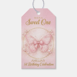 Etiquetas Para Regalos Sweet One Pink Butterfly 1st Birthday Girl 
