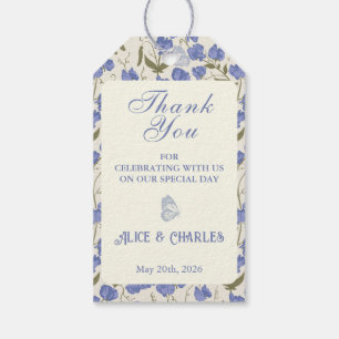 Etiquetas Para Regalos Sweet Pea Floral Blue and Cream Gracias Boda