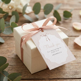 Etiquetas Para Regalos Sweet Pinstriped Beige Bow Baby Shower Thank You