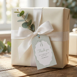 Etiquetas Para Regalos Sweet Pinstriped Green Bow Baby Shower Thank You