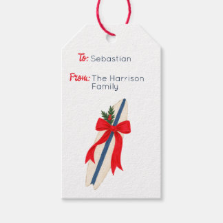 Etiquetas Para Regalos Tabla de surf de Navidad en Hamptons