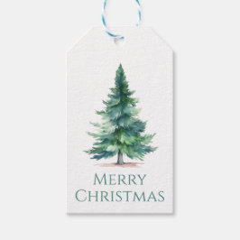 Etiquetas Para Regalos Tall Watercolor Evergreen Christmas Tree with Snow
