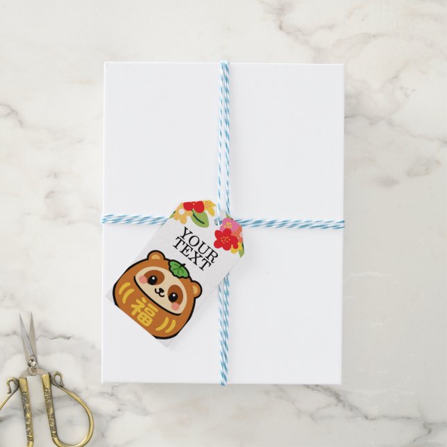 Etiquetas Para Regalos Tanuki Kawaii (Con cuerda)