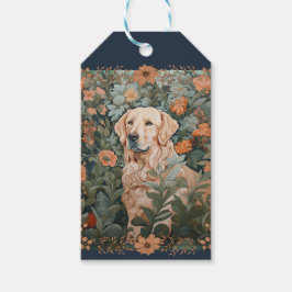 Etiquetas Para Regalos Tapiz floral vintage de Golden Retriever