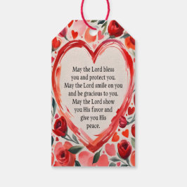 Etiquetas Para Regalos Tarjeta de corazones y flores Números 6:24-26