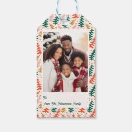Etiquetas Para Regalos Tarjeta de foto navideña de árbol de Navidad retro