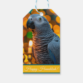 Etiquetas Para Regalos Tarjeta de Hanukkah de loro gris africano