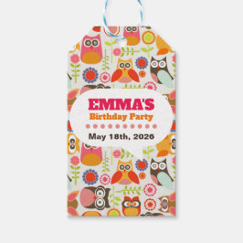 Etiquetas Para Regalos Tarjeta de Invitación de Cumpleaños de Búho Adorab