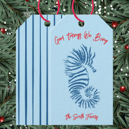 Etiquetas Para Regalos Tarjeta de Navidad de Caballito de Mar