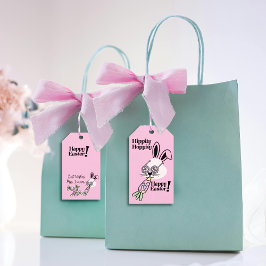 Etiquetas Para Regalos Tarjeta de regalo de Pascua conejito retro Flower 