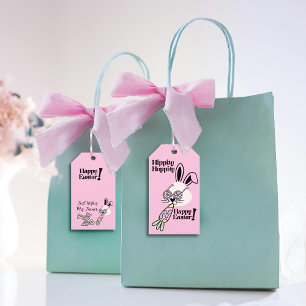 Etiquetas Para Regalos Tarjeta de regalo de Pascua conejito retro Flower 