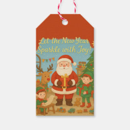 Etiquetas Para Regalos Tarjeta de vacaciones de Año Nuevo de Santa y duen