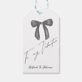 Etiquetas Para Regalos Tarjeta del Día de San Valentín con Lazo Negro y A