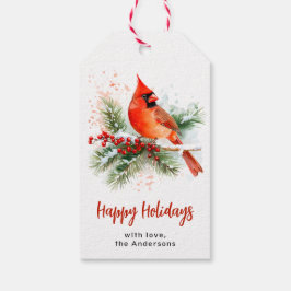 Etiquetas Para Regalos Tarjeta personalizada de acuarela de cardenal con