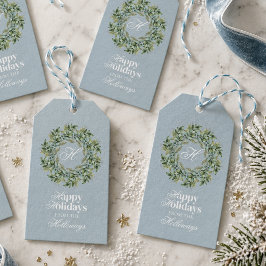 Etiquetas Para Regalos Tarjeta plana de vacaciones con monograma en guión