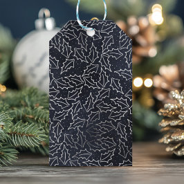 Etiquetas Para Regalos Tarjeta postal navideña de color azul marino y pla