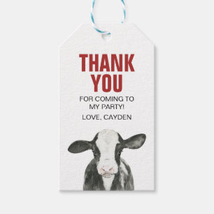 Etiquetas Para Regalos Tarjetas de agradecimiento de cumpleaños Vaca Sagr
