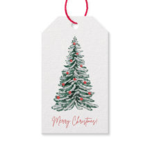 Tarjetas de regalo de árbol de Navidad con acuarel