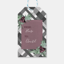 Tartan Gris Floral Púrpura Navidad Fiesta