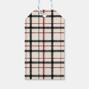 Etiquetas Para Regalos Tartan neutro blanco negro y rojo