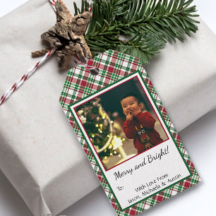 Etiquetas Para Regalos Tartán o Navidades: Fotos merry y brillantes