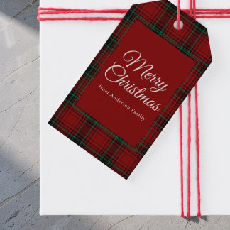 Etiquetas Para Regalos Tartan Plaid Rojo Rústico Feliz Navidad Fiesta