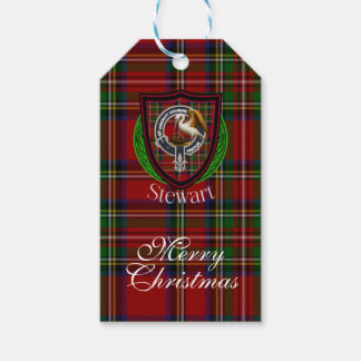 Etiquetas Para Regalos Tartan y Escudo del Clan Escocés Stewart