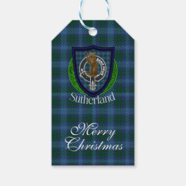 Etiquetas Para Regalos Tartan y Escudo del Clan Escocés Sutherland