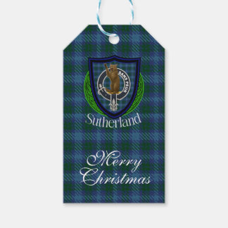 Etiquetas Para Regalos Tartan y Escudo del Clan Escocés Sutherland