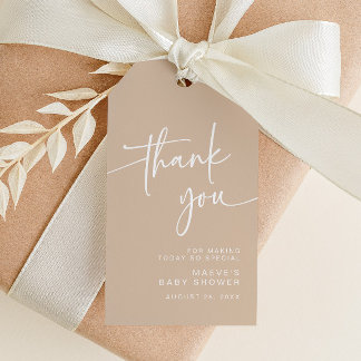 Etiquetas Para Regalos Taupe Baby Shower Favor Tag Gracias Modern Neutral