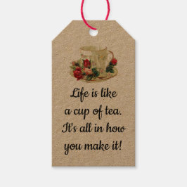 Etiquetas Para Regalos Taza editable y Saucer con bolsita de té para Rosa