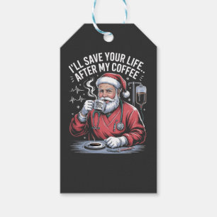Etiquetas Para Regalos Te salvaré la vida después de mi café Santa Navida
