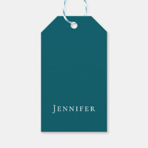 Etiquetas Para Regalos Teal oscuro moderno minimalista de moda Tu nombre