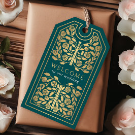 Etiquetas Para Regalos Teal Royal Medieval Gold Sword Wedding Welcome
