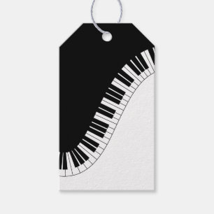 Etiquetas Para Regalos Teclado de piano Diseño de música en blanco y negr