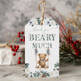Etiquetas Para Regalos Teddy Bear Floral Sage Green Neutral Gracias
