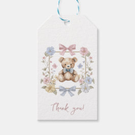 Etiquetas Para Regalos Teddy Bear Floral Wreath Baby Shower Thank You