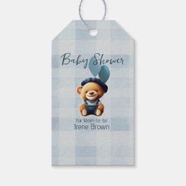 Etiquetas Para Regalos Teddy Bear Jean Baby Shower Blue