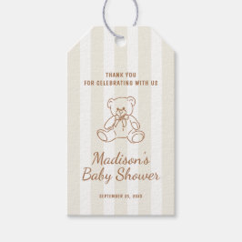 Etiquetas Para Regalos Teddy Bear Rayas Neutrales Baby Shower