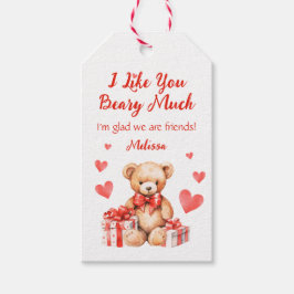 Etiquetas Para Regalos Teddy de San Valentín lindo con aula de corazones