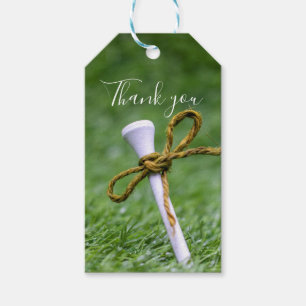 Etiquetas Para Regalos Tee de golf con cinta sobre hierba verde gracias  