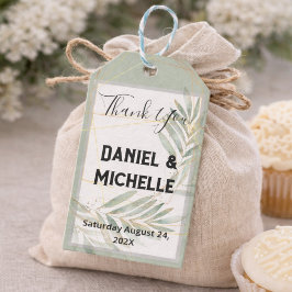 Etiquetas Para Regalos Tema botánico Boda de oro negro con arcos modernos