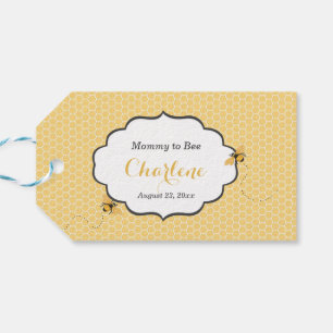 Etiquetas Para Regalos Tema de abeja panal de oro y gris