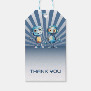 Etiquetas Para Regalos Tema de Blue Robot Cumpleaños Gracias